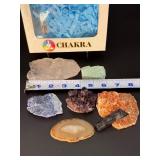 7-Piece Raw Chakra Crystal Healing Set – Natural Rough Gemstones with Box.   1 lb 4.8 oz / 590 g.