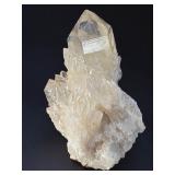 Natural Clear Quartz Crystal Cluster Specimen - Large Primary Point & Rainbow Inclusions.     1 lb 13.3 oz / 831 g.