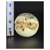 Rare Druzy Pink Lace Agate Sphere – Natural Stalactitic Geode Vug – Indonesian Specimen.  1lb .5 oz / 468 g.