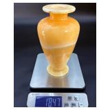 Vintage Hand-Carved Egyptian Alabaster Vase – Golden Butterscotch Calcite.      4 lbs 1.1 oz / 1.847 kg