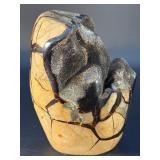 Museum-Grade Septarian "Dragon Egg" Geode with Black Calcite Druzy Pocket - 100% Natural Madagascar Specimen.   5 lbs 4.7 oz / 2.402kg.