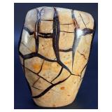 Museum-Grade Septarian "Dragon Egg" Geode with Black Calcite Druzy Pocket - 100% Natural Madagascar Specimen.   5 lbs 4.7 oz / 2.402kg.