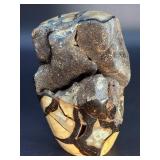 Museum-Grade Septarian "Dragon Egg" Geode with Black Calcite Druzy Pocket - 100% Natural Madagascar Specimen.   5 lbs 4.7 oz / 2.402kg.