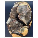 Museum-Grade Septarian "Dragon Egg" Geode with Black Calcite Druzy Pocket - 100% Natural Madagascar Specimen.   5 lbs 4.7 oz / 2.402kg.