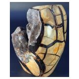 Museum-Grade Septarian "Dragon Egg" Geode with Black Calcite Druzy Pocket - 100% Natural Madagascar Specimen.   5 lbs 4.7 oz / 2.402kg.