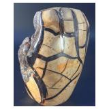 Museum-Grade Septarian "Dragon Egg" Geode with Black Calcite Druzy Pocket - 100% Natural Madagascar Specimen.   5 lbs 4.7 oz / 2.402kg.