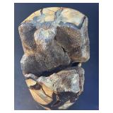 Museum-Grade Septarian "Dragon Egg" Geode with Black Calcite Druzy Pocket - 100% Natural Madagascar Specimen.   5 lbs 4.7 oz / 2.402kg.