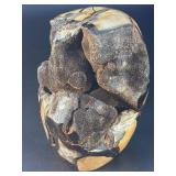 Museum-Grade Septarian "Dragon Egg" Geode with Black Calcite Druzy Pocket - 100% Natural Madagascar Specimen.   5 lbs 4.7 oz / 2.402kg.