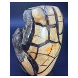 Museum-Grade Septarian "Dragon Egg" Geode with Black Calcite Druzy Pocket - 100% Natural Madagascar Specimen.   5 lbs 4.7 oz / 2.402kg.