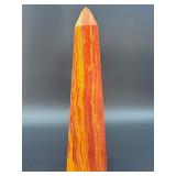Large Polished Red Banded Onyx Obelisk – Vibrant Flame Pattern Tower.    5 lbs 12.5 oz / 2 kg 623 g.