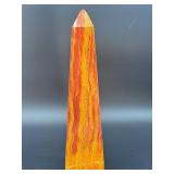 Large Polished Red Banded Onyx Obelisk – Vibrant Flame Pattern Tower.    5 lbs 12.5 oz / 2 kg 623 g.