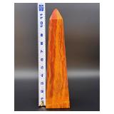 Large Polished Red Banded Onyx Obelisk – Vibrant Flame Pattern Tower.    5 lbs 12.5 oz / 2 kg 623 g.