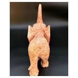 Hand-Carved Pink Marble Elephant Figurine - Trunk Up for Good Luck.   9 lbs 9.6 oz / 4.355 kg.