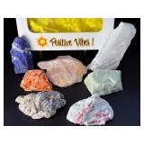 Natural Rough Crystal Set - Positive Vibes Collection - 7 Raw Stones for Healing & Meditation.   1 lb 5.7 oz / 618 g.