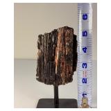 Striking 5.5" Raw Black Tourmaline & Golden Mica Specimen on Custom Display Stand.      1 lb 5.5 oz / 611g.