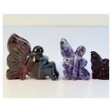 Set of 3 Hand-Carved Gemstone Butterfly Fairies – Sodalite, Moss Agate & Amethyst.   4 oz / 116 g.