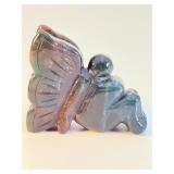 Set of 3 Hand-Carved Gemstone Butterfly Fairies – Sodalite, Moss Agate & Amethyst.   4 oz / 116 g.