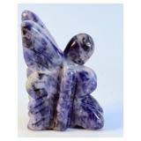 Set of 3 Hand-Carved Gemstone Butterfly Fairies – Sodalite, Moss Agate & Amethyst.   4 oz / 116 g.