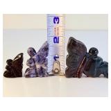 Set of 3 Hand-Carved Gemstone Butterfly Fairies – Sodalite, Moss Agate & Amethyst.   4 oz / 116 g.