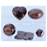 Rare 5-Piece Garnet Collector’s Set: Raw & Polished Specimens.   1 lb 3,7 oz / 560 g.