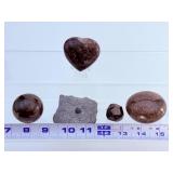 Rare 5-Piece Garnet Collector’s Set: Raw & Polished Specimens.   1 lb 3,7 oz / 560 g.