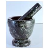 Elegant Hand-Carved Green Marble Mortar & Pestle.   2 lbs 15.3 oz / 1 kg 342 g.