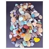 Decorative Footed Glass Apothecary Jar with Assorted Polished Gemstones.    5 lbs 11.5 oz / 2 kg 597 g