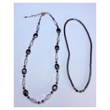 Elegant Monochrome Jewelry Set: Faceted Quartz Statement Piece & Sleek Hematite Strand