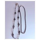Elegant Monochrome Jewelry Set: Faceted Quartz Statement Piece & Sleek Hematite Strand