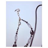 Elegant Monochrome Jewelry Set: Faceted Quartz Statement Piece & Sleek Hematite Strand