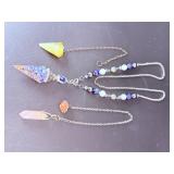 Set of 3 Metaphysical Crystal Pendulums & Necklace
