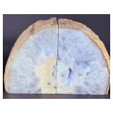 Large Brazilian Agate Geode Bookends – Polished Natural Crystal Specimen (Pair).   7 lbs 3.2 oz / 3 kg 269 g.