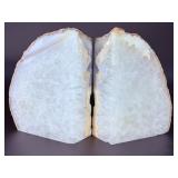 Large Brazilian Agate Geode Bookends – Polished Natural Crystal Specimen (Pair).   7 lbs 3.2 oz / 3 kg 269 g.