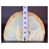 Large Brazilian Agate Geode Bookends – Polished Natural Crystal Specimen (Pair).   7 lbs 3.2 oz / 3 kg 269 g.