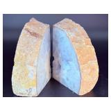 Large Brazilian Agate Geode Bookends – Polished Natural Crystal Specimen (Pair).   7 lbs 3.2 oz / 3 kg 269 g.