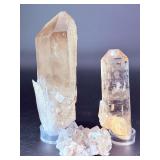 High-Clarity Smoky Quartz Specimen Set – Natural Point & Cluster Trio.  1 lb 14.8 oz / 876 g.