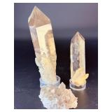 High-Clarity Smoky Quartz Specimen Set – Natural Point & Cluster Trio.  1 lb 14.8 oz / 876 g.