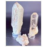 High-Clarity Smoky Quartz Specimen Set – Natural Point & Cluster Trio.  1 lb 14.8 oz / 876 g.