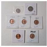 Proof Coins (1991S, 1963D, 1962,1963,1964 Lincoln Cent, 1971S Nickel, 1985D Roosevelt Dime)