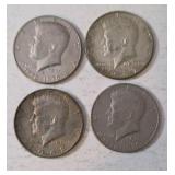 1967 and 1968 Kennedy Silver Half Dollars.  2 Bicentennial Kennedy Half Dollars.