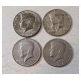 1966 and 1967 Kennedy Silver Half Dollars.  2 Bicentennial Kenney Half Dollars.