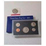 1971 US  Proof Set and 1981 Kennedy Half Dollar