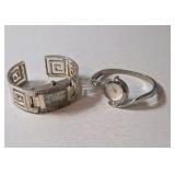 Vintage Bangle Cuff Fashion Watch with a Silver-Toned Metal Band and White Dial and a Geneva Platinum Branded Women