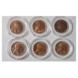 6 AU-BU -Encapsulated Wheat Pennies (1944D, 1952D,1953S,1955S, 1954S,1954S)