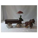 Vintage Cast Iron Fruits & Vegetables Wagon w/Horses - Sunny Brook Farms - 14" L x 5" H x 5"W
