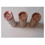 3 Rolls - 2009 Bicentennial Series Lincoln Cents (2009-D-BU-LogCabin);(2009-S-BU-Professional Life); (2009-S-BU-Bicentennial) - UNC.