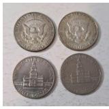 1966 and 1967 Kennedy Silver Half Dollars.  2 Bicentennial Kenney Half Dollars.