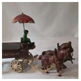 Vintage Cast Iron Fruits & Vegetables Wagon w/Horses - Sunny Brook Farms - 14" L x 5" H x 5"W