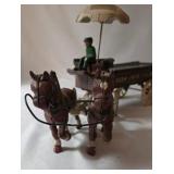 Vintage Cast Iron Fruits & Vegetables Wagon w/Horses - Sunny Brook Farms - 14" L x 5" H x 5"W