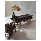 Vintage Cast Iron Fruits & Vegetables Wagon w/Horses - Sunny Brook Farms - 14" L x 5" H x 5"W